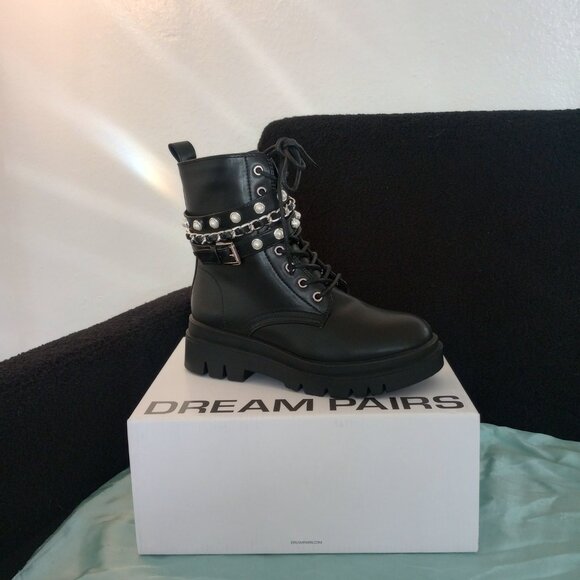 Black AJNDWEER Dream Pairs Combat Boots - Picture 2 of 4